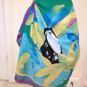 Vintage  Designer Franco Laurenti Tropical Shawl Scarf Beach Cover Up Sarong Cruisewear