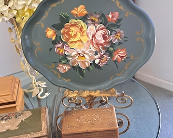 Vintage Tole Tray Cottage Core Painting Gallery Wall