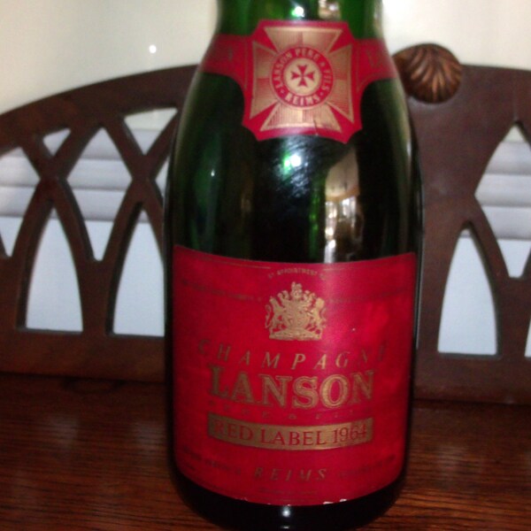 Vintage 1964 Magnum Lanson Champagne Bottle Majesty Queen Label 60th Birthday Gift