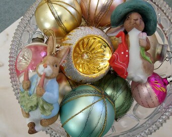 Vintage 80s Bisque Frederick Warner Wedgwood Beatrix Potter Peter Rabbit Benjamin Bunny Easter Ornaments