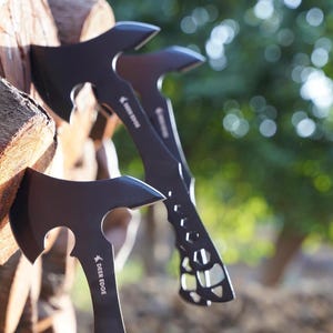Stainless Steel Throwing Axe  Knife Set - Well-Balanced Gift for Him - Full Tang