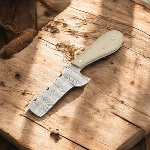 Hand-Forged Damascus Steel Cowboy Knife | Bone Handle Bushcraft Knife