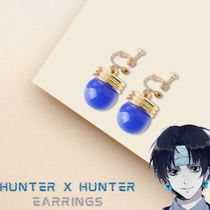 Blue Bulb Anime Earrings: Hunter Cosplay Jewelry