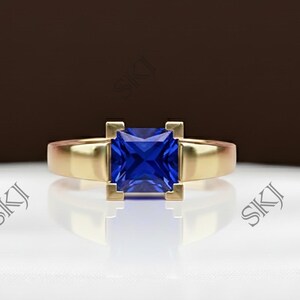 Blue Sapphire Ring, 925 Silver Gold Vermeil, September Birthstone