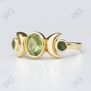 Peridot Ring: August Birthstone, Gold Plated 925 Silver