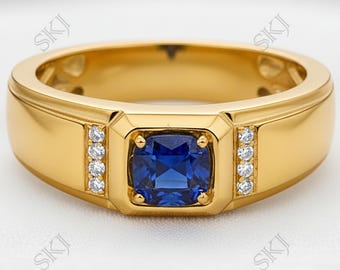 Anello audace in argento Sterling 92,5 ct naturale giallo zaffiro pietra preziosa fatta a mano per gli uomini e Argento, 45 (14.3), cod. 55YST2-4.5-1
