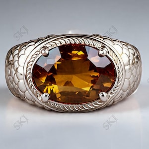 Citrin Silber Ring: Handgemachter Boho Ehering