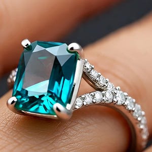 Swiss Blue Topaz Ring: Sterling Silver Art Deco Style