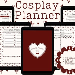 Ultimate Cosplay Planner Printable PDF, Costume Project Cute Organiser, Cosplay Budget Tracker, Event Prep & Sketch Templates for Cosplayers