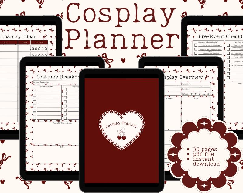 Ultimate Cosplay Planner Printable PDF, Costume Project Cute Organiser ...