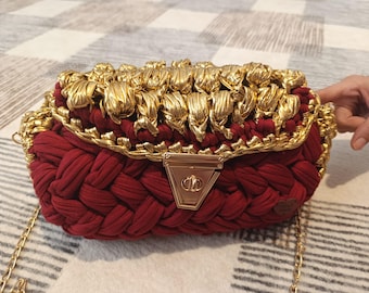 Handcrafted Combed Yarn Bag – Sustainable & Unique Design - Crochet Handbag – Handmade with Love – Durable Stylish - Handmade Bag