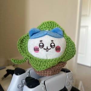 Crochet Hachiware Plush Set: Lucky Clover, Flower Pot - Kawaii Desk Decor