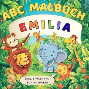 Libro para colorear de Emilia Libro para colorear personalizado para niños Libro para colorear con nombre Libro para colorear Regalo para niños Alfabeto Regalo creativo Regalo para jardín de infantes