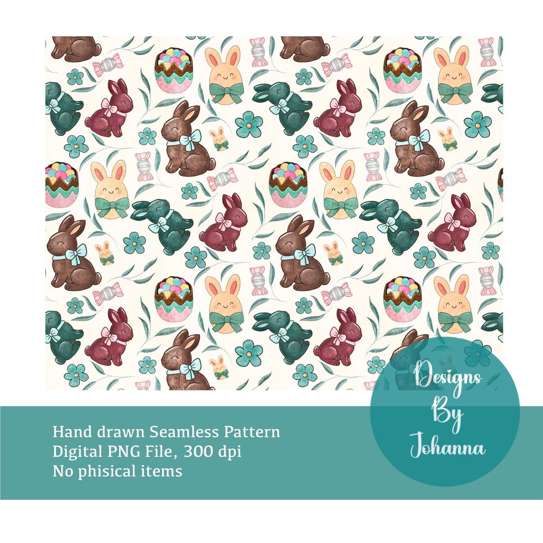 Chocolate Easter Bunny Seamless Pattern | Spring Digital Paper ...