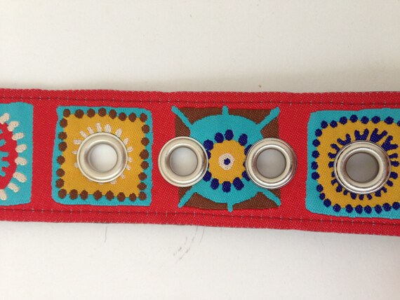 Red Mosaic Ribbon Belt With Pin Buckle - Etsy display picture 2