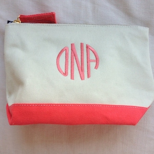 Personalized Monogrammed Canvas Cosmetic Bag -Hot Pink Only