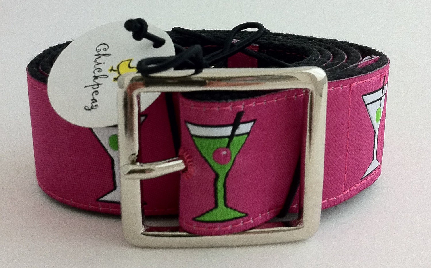 Custom Martini Glass Belt Buckle Cocktail Needlepoint Belt | Full Grain Leather | Bartender  main image 3