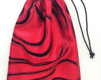 Red Glitter Free Flowing Gymnastics Grip Bag with Cord Lock