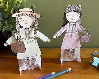 Anne and Diana Paper Doll Set // Digital Download // Anne of Green Gables Coloring Pages