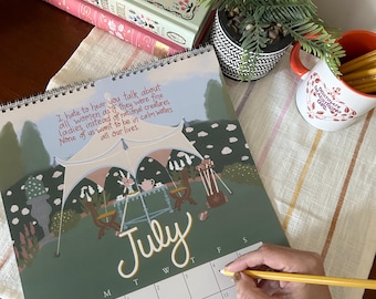 At Home with Jane Austen ACADEMIC Wall calendars 2026 - 2027 / Gouache illustrations / Cottage Core Literary calendar