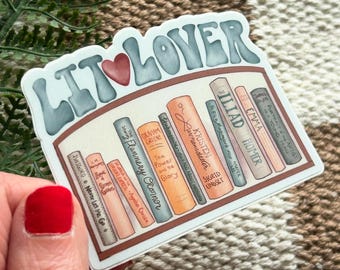 Lit Lover vinyl sticker // Bookshelf sticker // watercolor book spines// Ishiguro, L.M. Montgomery, Agatha Christie, Flannery O’Connor, etc.