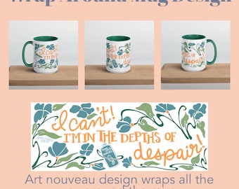 Anne of Green Gables Depths of Despair Mug – 15 oz Literary Coffee Mug with Green Handle, Anne Shirley Gift, Book Lover Mug