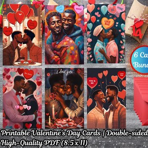 Cartão de Dia dos Namorados para Imprimir / Cartões de Amor Negro / Cartão de Felicitações / Presente de Dia dos Namorados / Cartão Digital / Download / LGBTQIA+ / Queer / Gay