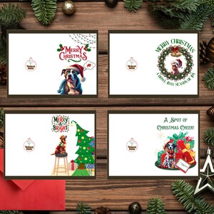 Paquete de 4: paquete de tarjetas navideñas con perros / Tarjetas navideñas para amantes de los perros / Con perros adorables en temas festivos / Tarjetas de felicitación
