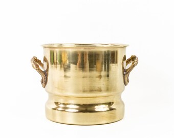 Vintage Heavy Brass Planter Scroll Handles 6.5 Inch