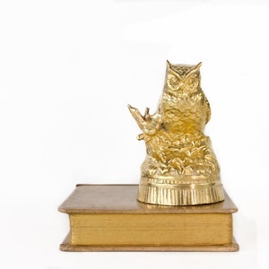 Vintage Solid Brass Owl Figurine - Bookend, Decor (6&quot; Tall, 3.25&quot; Wide)