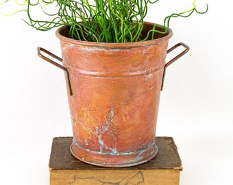 Vintage Copper Wine Chiller Champagne Bucket French Country Market Vase 8x7