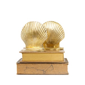 Brass Clam Shell Bookends Heavy Brass Nautical Decor Beach House