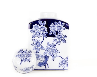 Blue & White Ginger Jar • Cherry Blossom Vase • Slim Decor Piece