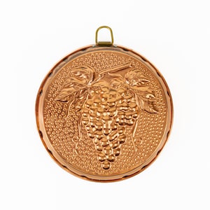 Vintage Tin Lined Copper Mold with Grape Motif