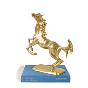 Mid Century Brass Horse Statue, Rearing Horse