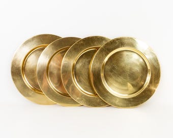 Set of Four Solid Brass Charger Plates