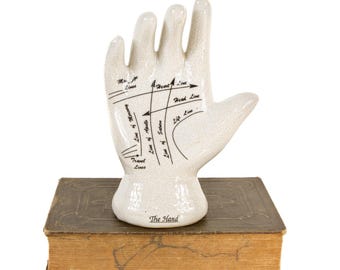 Vintage Ceramic Palmistry Hand 7.5 Inch Fortune telling