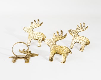 Vintage brass moose napkin ring set of 4