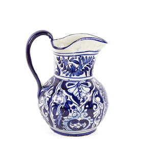 Large Blue and white Talavera pitcher vase