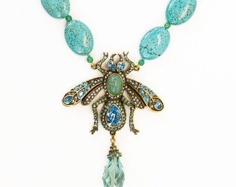 Heidi Daus Bee Necklace Turquoise Crystal Drop
