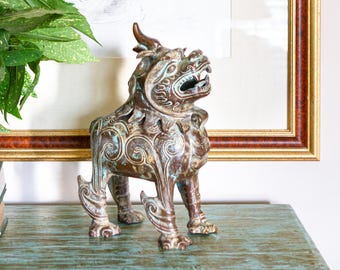 Vintage Brass Foo Dog Incense Burner Guardian Lion 14 Lb