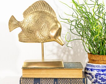 Vintage Brass Angelfish Sculpture