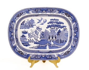Extra‑Large Blue Willow Turkey Platter – 18.5 inch