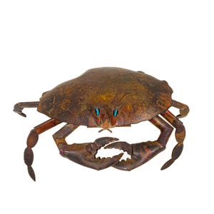 Vintage Copper Crab Figurine - Artisan-Made Sculpture-Coastal Decor