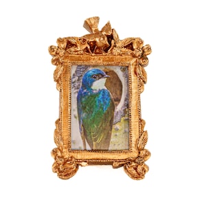 Tiny Gold Picture Frame - Miniature Wood Frame with Glass - Desk Shelf Decor