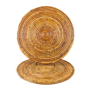 Rattan Charger Placemats (Set of 2) - Boho Farmhouse Table Decor 13.75&quot;