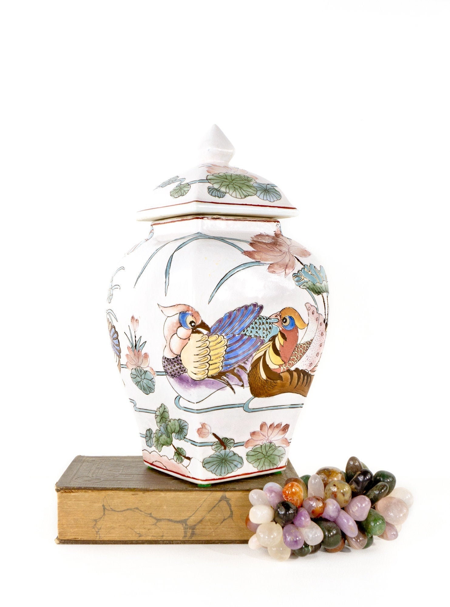 Tarro de jengibre chinoiserie con detalles de pato de madera | Etsy