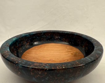 Pinecone Forest Epoxy Resin Bowl, Mahogany Wood