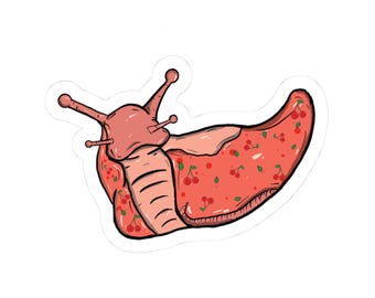 Pegatina troquelada de babosa cereza: divertida calcomanía para portátil