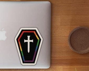 Pegatina de ataúd del Orgullo Gótico: vinilo arcoíris LGBTQ